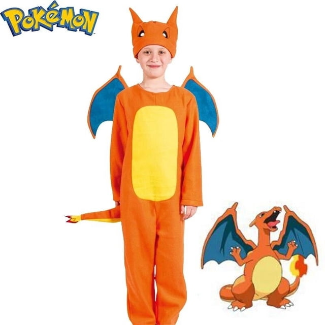 Charizard-Pijama Kigurumi de una pieza para niños, disfraz de Pokémon para Halloween, Squirtle, Onesie, Navidad, ropa de cuerpo completo