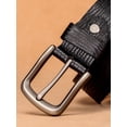thumbnail image 3 of Catelles Genuine Leather Pin Buckle Men's Black Belt, Crocodile Texture Casual Style, Gift Box with Hole Puncher&For waist 42 in Width1.5 in(3.8cm), 3 of 9