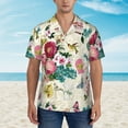 thumbnail image 2 of Xecao Bird Butterfly Rose print Hawaiian shirt - a stylish short-sleeve button-down for men, perfect for casual beach and tropical outings., 2 of 9