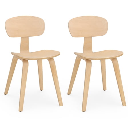 Gymax Modern Dining Chair Set of 2 w/Wide Seat & Curved Backrest Adjustable Foot Pads