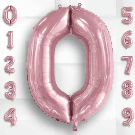 Number 0 Light/Pearl Pastel Pink Mylar Foil Balloon 40 inch - Helium or Air Fill Metallic Macaron Balloons for Birthday Party, Anniversary Decoration