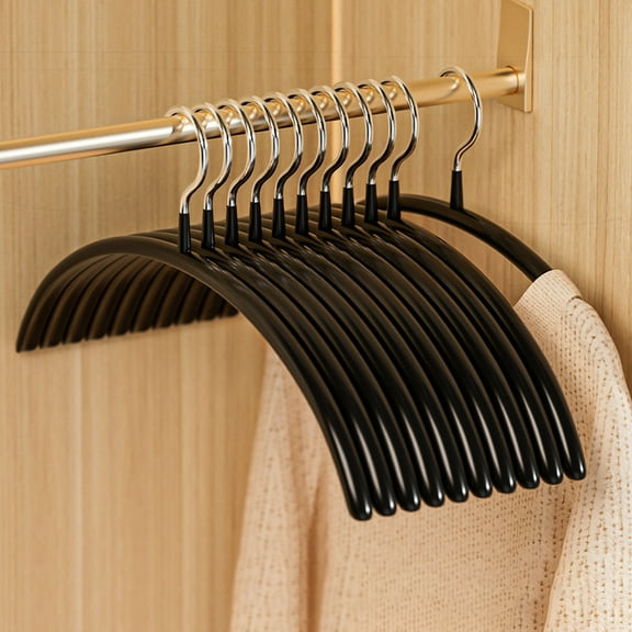 No Shoulder Bump Hangers,Sweater Hangers,Semi-circular Coat Rack,Non-Slip Rubber Coated Clothing Hangers, No Shoulder Bumps No Mark, Steel Hanger for Sweater T-Shirt Suit Coat Uniform(Black)