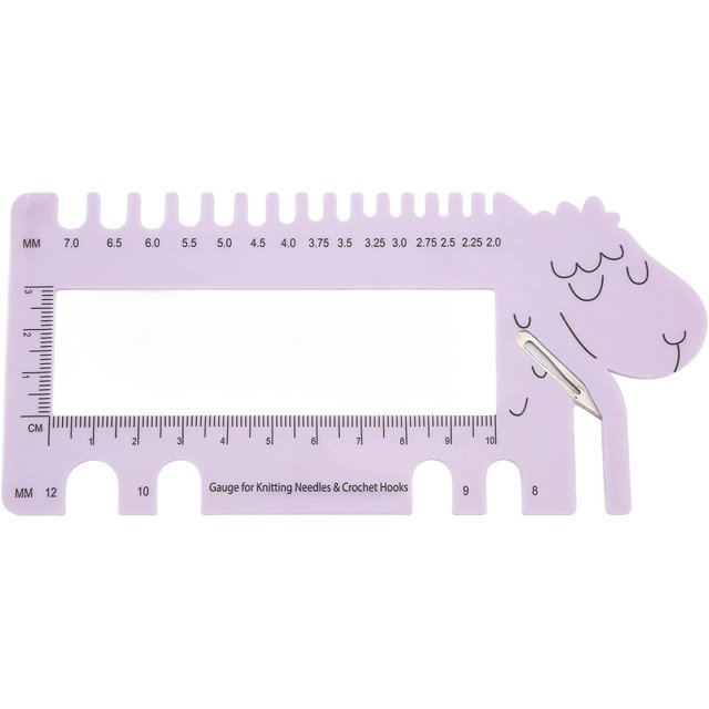 Jinsinto Knitting Needle Gauge Crochet Hook Ruler Cute Purple Sheep Appearance for Home Measurement
