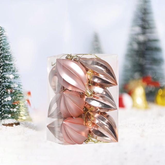 Fiudx Adornos Navideños con Forma de Palomitas de Maíz, Diseño de Plástico Galvanizado, 12 Piezas para Colgar En El Árbol, Estilo Melocotón Único, Decoración Navideña para Interiores y Exteriores, Am
