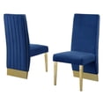 thumbnail image 1 of Navy Blue Tufted Velvet Accent Side Chairs with Gold Chrome Detailing (Set of 2), 1 of 2