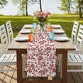 thumbnail image 3 of Farmhouse Red Short Table Runner 36 Inches Long,Vintage Flower Leaf Botanical Plant Cotton Linen Table Runners Dresser Scarves,Tabletop Scarf Furniture Cover for Home Dinner Party Decor 13"x36", 3 of 8