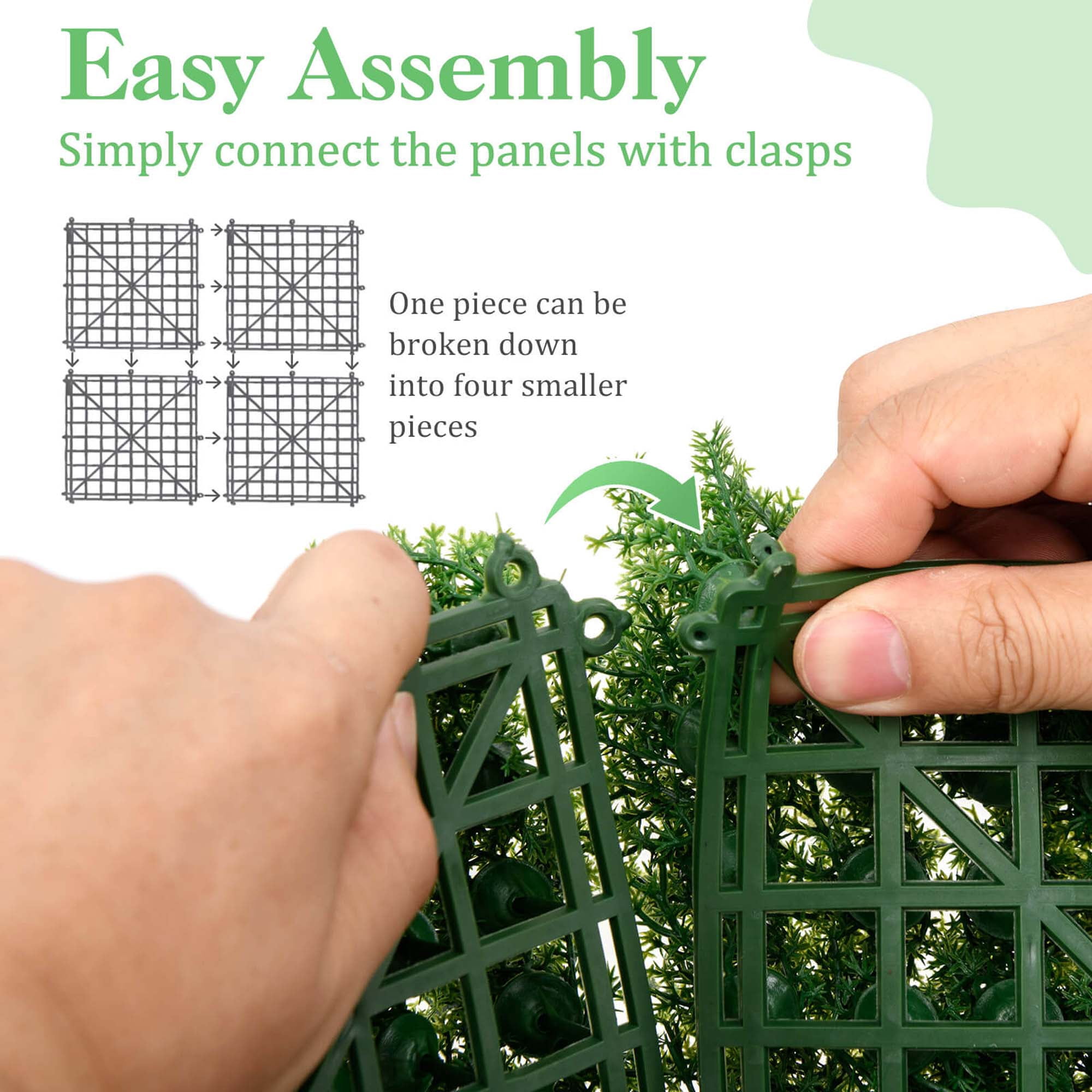 Costway 12 PCS Faux Green Moss Panels with Insertable Branches Stable X-shaped structure Dark Green