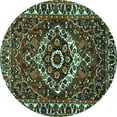 thumbnail image 1 of Ahgly Company Machine Washable Indoor Round Persian Turquoise Blue Traditional Area Rugs, 6' Round, 1 of 4