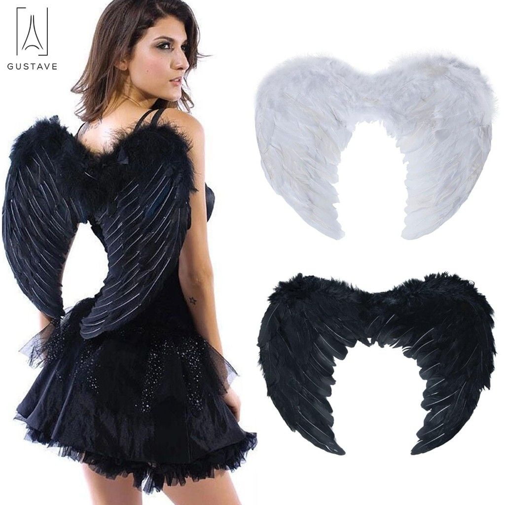 Black And White Angel Halloween Costume - GustaveDesign Angel Wings for Kids Adult Fallen Angel Feather Wing Black And White Angel Halloween Costume - GustaveDesign Angel Wings for Kids Adult Fallen Angel Feather Wing