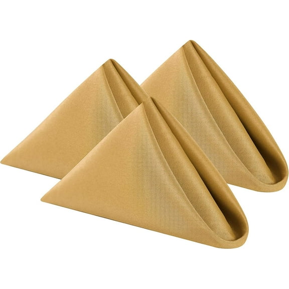 Cloth Napkins 17x17 inch Washable Polyester Dinner Napkins Soft Table Napkins for Wedding Party Dining Banquet(Gold,12PCS)