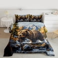 thumbnail image 3 of Homewish Jungle Animal Bear Bedding Comforter Set,Natural Mountain Stream Twin Comforter Sets,Brown Stones Bedding Set For Boys Kids,Luxury Bedroom Decor Reversible,2 Pieces, 3 of 9