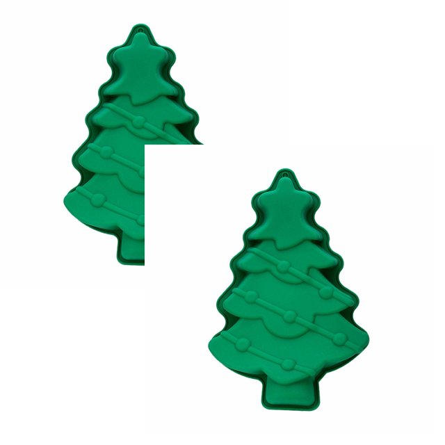 Oleegame 2PC Cookie Mold Christmas Tree Santa Snowman Silicone Silicone Baking Set For Christmas New Year Candy Cake Christmas Silicone Snow Christmas Cookie Candy