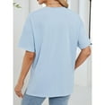 thumbnail image 4 of HUJlwoi T Shirts for Women V-Neck Side Slit Short Sleeve with Pocket Tops Basic Loose Fit Workout Casual Blouses, 4 of 6