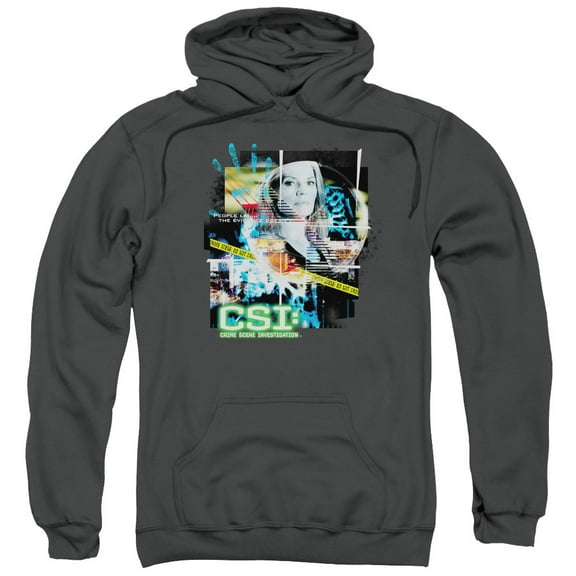 Csi Evidence Collage Adult Pullover Hoodie Sweatshirt Charcoal