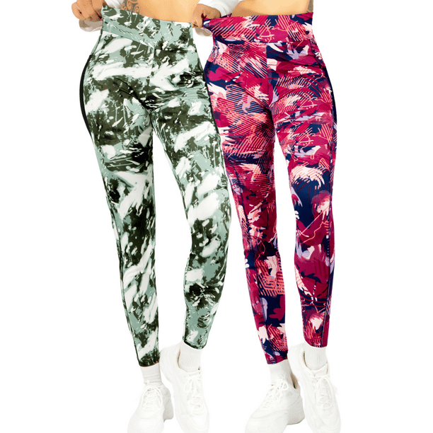 Set De 2 Leggings Unitalla Casual o Deportivos Acampanados De Cintura Alta De Mujer En Color Sólido
