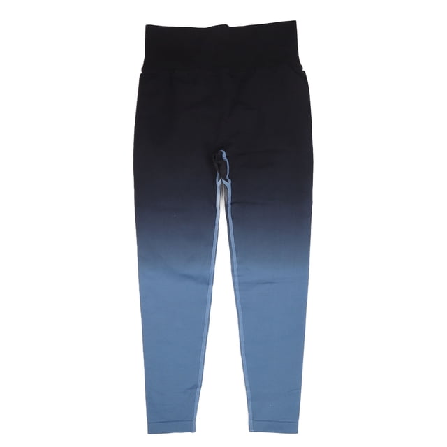 Pantalones de yoga, pantalones de entrenamiento con elevación de cadera alta, degradado azul negro, mallas para correr, funcionamiento suave
