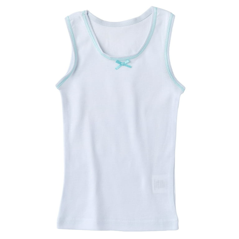 Sportoli Girls Ultra Soft 100% Cotton Tagless Cami Undershirts 4-Pack -  White - Size 5/6