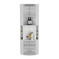 thumbnail image 3 of Royard Oaktree 71" Tall Corner Wine Bar Cabinet with 8-bottle Wine Rack, 5 Tier Bar Storage Cabinet with Open Shelves and Glass Holder, Freestanding Liquor Cabinet for Living Room, Kitchen, White, 3 of 5