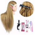 thumbnail image 1 of Cabeza de maniquí MEDO de 26 pulgadas con 50% cabello real, cabeza de entrenamiento de práctica marrón, cabeza de entrenamiento de peluquería sintética larga y recta, cabeza de maniquí de cosmetología, 1 of 5