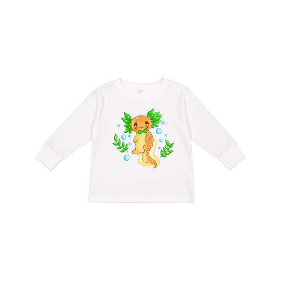 Inktastic Cute Orange and Green Axolotl Boys or Girls Long Sleeve Toddler T-Shirt