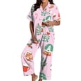 thumbnail image 5 of Christmas Pajamas Women's Two-Piece Christmas Pajamas short sleeves Button Shirt and Pants Set Home Clothes, 5 of 8