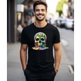 thumbnail image 2 of Colorful Neon Melting Skull Shirt for Men Vibrant Dripping Skeleton Adult Graphic Tee Black Shirt Adult Small, 2 of 5