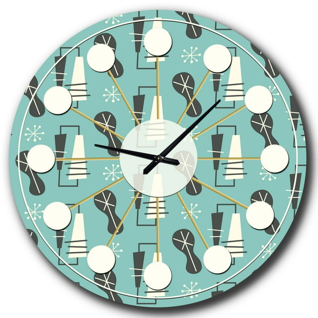 Designart '1950 Rétro Motif Ii Horloge Murale Moderne Mi-Siècle