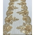 thumbnail image 3 of 1 Yard (Gold) 22" Wide Lace Table Runner 3D Embroidered Lace Table Runner on Mesh Fabric, Beaded Trim Lace with Crystals, Long Table Runner Mesh Roll, 3 of 3