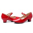 thumbnail image 4 of Miluxas Ballroom Dance Shoes for Women Classic Dance Heels Prom Shoes for Woman Latin Salsa Dancing Heels,Glitter Leather Closed Toe Heels Shoes for Outdoors Red 6(37), 4 of 9