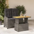 thumbnail image 1 of vidaXL 2 Piece Garden Dining Set with Cushions Grey Poly Rattan, 1 of 5