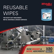 WypAll PowerClean X80 Cloths Heavy Duty Wipes (41043), Jumbo, Extended Use Towels, Blue (1 Roll of 455 Sheets, 455 Sheet Total)