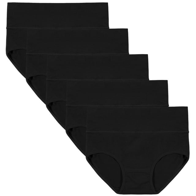INNERSY Culottes pour Femmes en Coton, Taille Haute, Culottes Post-Partum, Lot de 5 (S, 5 Noir)