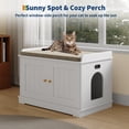 thumbnail image 2 of TROPOW Cat Litter Box Enclosure, Wooden Cat Washroom Furniture with Barn Door and Display Shelf, Hidden Litter Box Cover, Dog Proof Feline Litter Boxes, Kitty House, Fit Most of Litter Box, 2 of 8