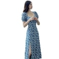 thumbnail image 3 of Vestido midi Jumpingount sexy de manga corta con cuello en U estampado floral para mujer L, 3 of 7