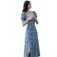 thumbnail image 3 of Vestido a media pierna Vestido sexy de manga corta con cuello en U dividido con estampado floral para mujer, L AweSitey AP001459-02B, 3 of 7