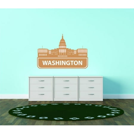 Custom City Wall Map - Custom Wall Decal Washington Dc United States Major City Geographical Map Landmark - Vinyl Wall - 12x20