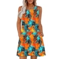 thumbnail image 2 of JSheng Summer Dress for Women 2025 Plus Size Sleeveless Round Neck Elegant Printed Loose Casual Vacation Dress Orange XXL, 2 of 5