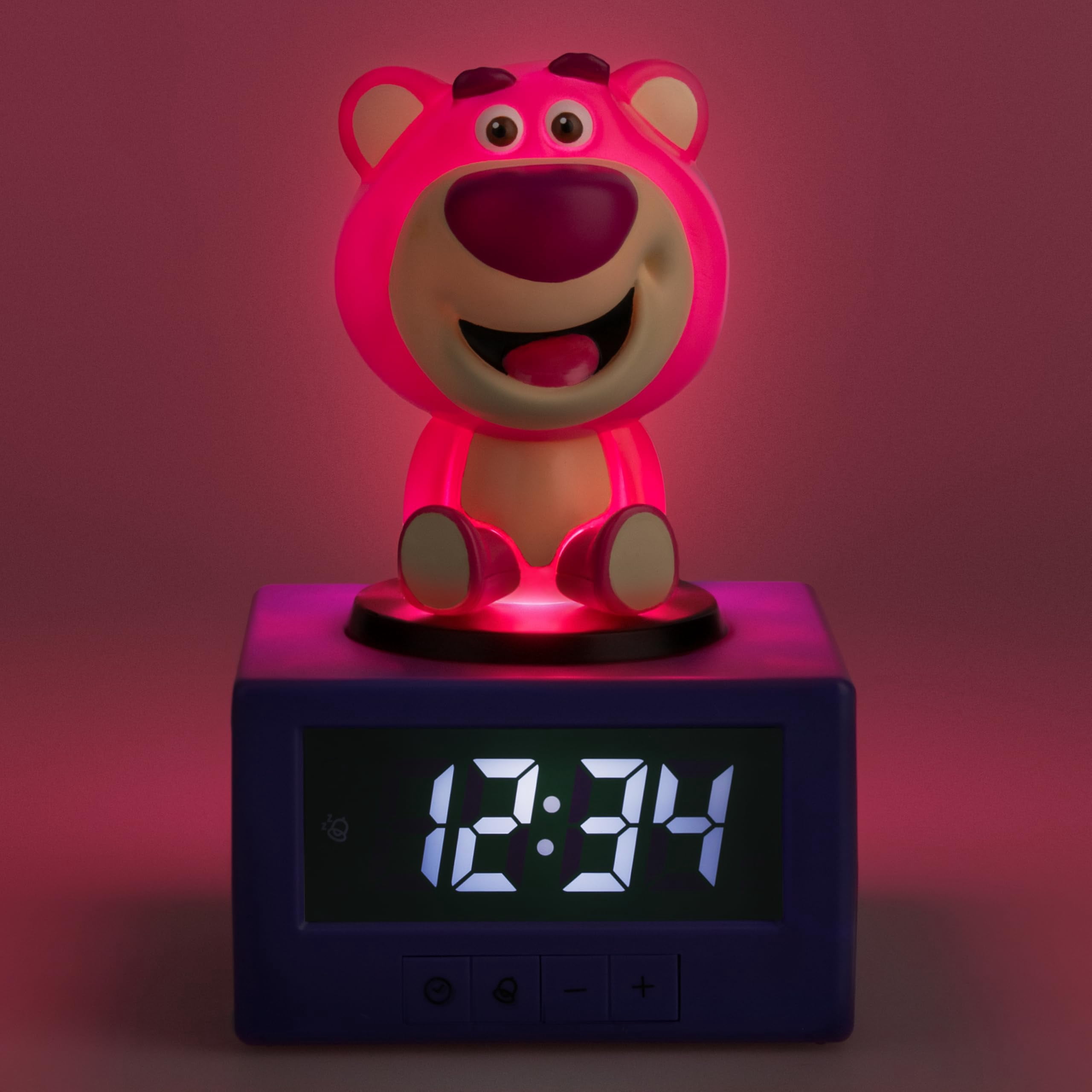 Toy Story Lotso Digital Alarm Clock with Night Light & Music – Officially Licensed Disney Pixar Bedroom Clock for Kids – Battery Powered – Fun Gift Idea & Cute Room Decor | Paladone