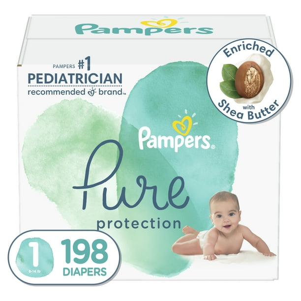 Pampers Pure Protection Natural Newborn Diapers, Size 1, 198 Ct - Walmart.com - Walmart.com Pampers Pure Protection Natural Newborn Diapers, Size 1, 198 Ct - Walmart.com - Walmart.com