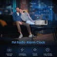 thumbnail image 3 of Projector Alarm Clock with Radio, Digital Clock, USB Alarm Clock Radio with Dual Alarm and 7 LED Mirror Screen, Snooze, 4 Brightness Levels, 12/24h, 1, 3 of 5