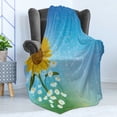 thumbnail image 4 of Sunflower Soft Flannel Fleece Throw Blanket, Grunge Floral Illustration Flowers and Chamomiles Pastel Summer Art, Cozy Plush for Indoor and Outdoor Use, 50" x 70", Blue Yellow Green, by Ambesonne, 4 of 5