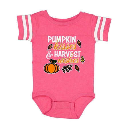 

Inktastic Pumpkin Kisses & Harvest Wishes with Pumpkin and Fall Leaves Gift Baby Boy or Baby Girl Bodysuit