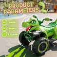 thumbnail image 4 of 24V Dinosaur Kids Ride On Car, 2 Seater Power Ride On Toy for Kids with Remote Control, Bluetooth, USB, 4-Wheel Suspension, Dinosaur Electric Toy Car for Boys and Girls Ages 3-8, 4 of 7