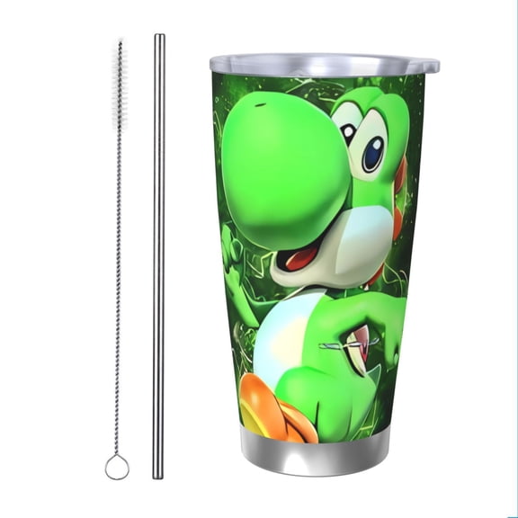 Saiise Mario Print Tumbler 20 Oz Stainless Steel Vacuum Insulated with Straw Coffee Cup for Home,Office,Outdoor Works Great for Ice Drinks and Hot Beverage