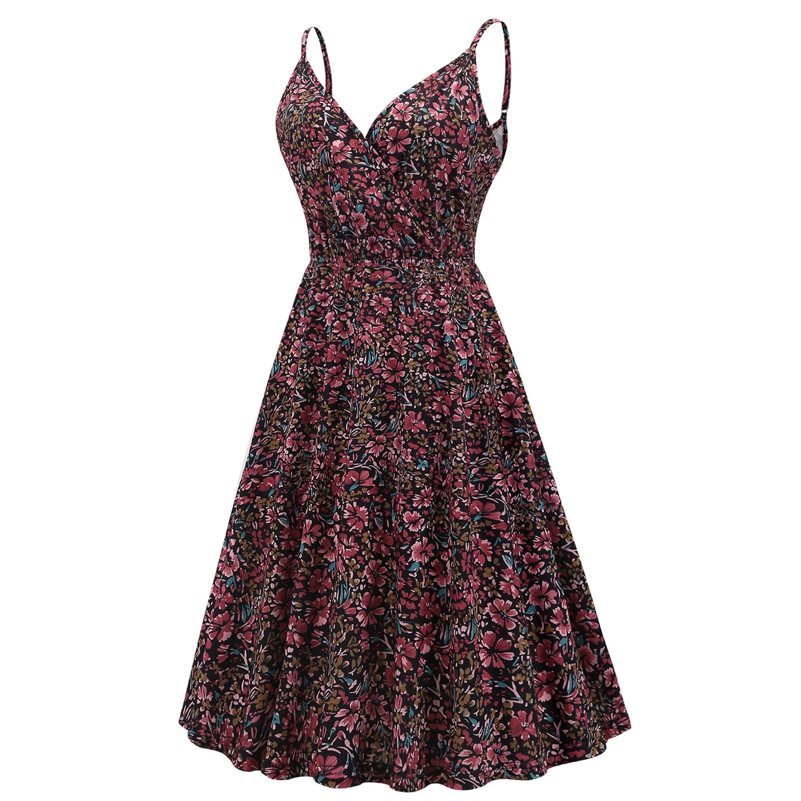 princess polly baby blue dress HKEJIAOI Casual Dresses Sales Clearance Floral Dress for Women Retro Women  Summer Casual Floral Print Sleeveless Fashion V-Neck Party Dress Red