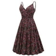 thumbnail image 4 of HKEJIAOI Robes Décontractées en Solde Robe Florale pour Femmes Rétro Été Décontractée Imprimé Floral Sans Manches Mode Col en V Robe de Soirée Violette, 4 of 4