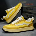 thumbnail image 2 of Men'S Low-Top Sneakers - Breathable Microfiber Sneakers with Cushioned Rubber Sole, Lace-Up Closure, Yellow & White Colorway - Lightweight Everyday Shoes for Gym, 2 of 10