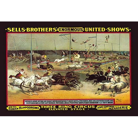 Everything at once is the best way to describe this circus poster for the Sells Brothers spectacle  Sells Brothers Circus was started by Lewis Sells and Peter Sells in the United States  It ran from (Best Products To Sell From Home)