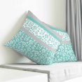 thumbnail image 4 of Throw Pillow Covers 24x24 Inch, Turquoise Floral Decorative Pillow Cases for Couch Sofa Bed, Botanical Blossom Motif Boho Grey Stripes Cotton Linen Square Home Decor Pillowcases with Hidden Zipper, 4 of 7