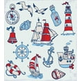 thumbnail image 3 of Nautical Duvet Cover Set, Symbolic Sea Creatures Navigation Gulls Compass Holiday Shell Water Design, Decorative 3 Piece Bedding Set with 2 Pillow Shams, Queen Size, Blue Red, by Ambesonne, 3 of 3